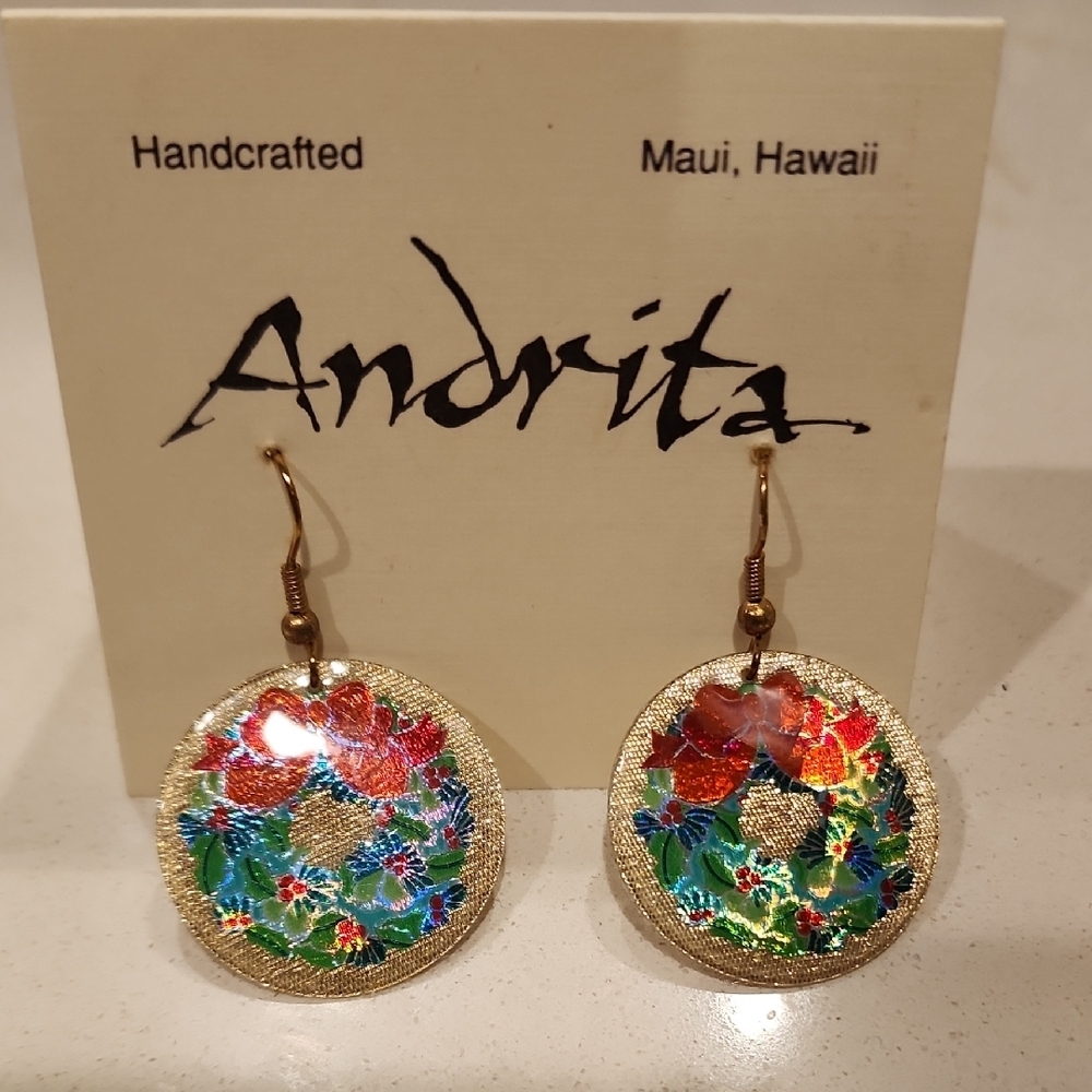 Gold and Red Elegant Earrings